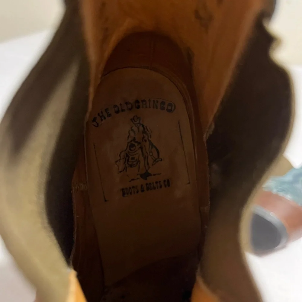 Old Gringo Boot Star Men’s 7D 9-150 Wyoming Blue Jeans TOOLED Leather Boots - Picture 13 of 13